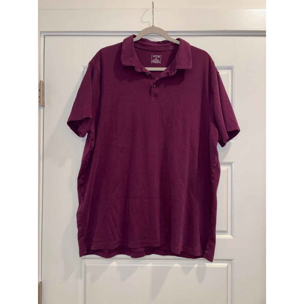 Apt. 9 Mens Polo Shirt XXL Burgundy Purple Short Sleeve 100% Cotton Jersey